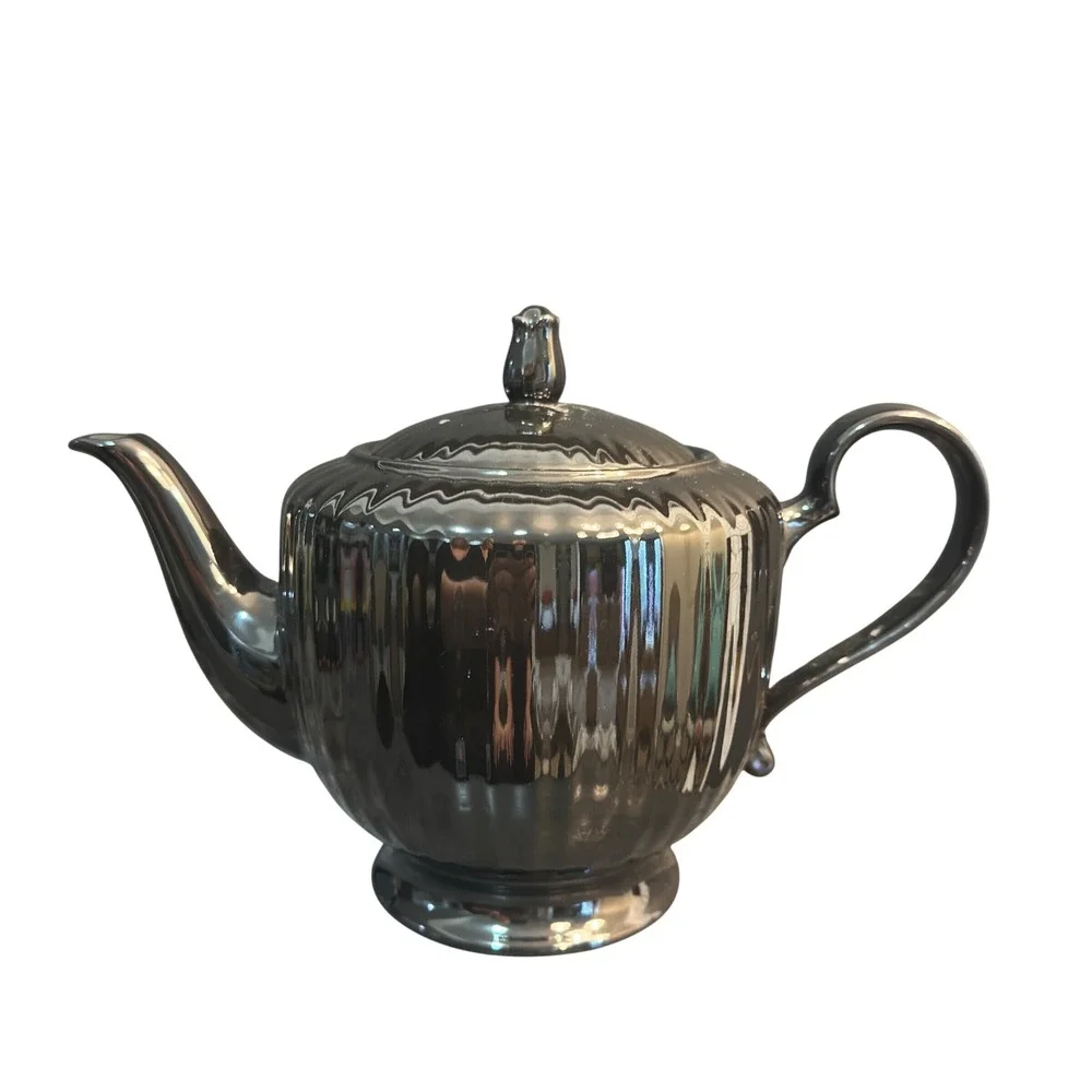 Mikasa Teapot Potpourri Black Tulip FS 700 Larry Laslo Vintage Ceramic Japan 7in